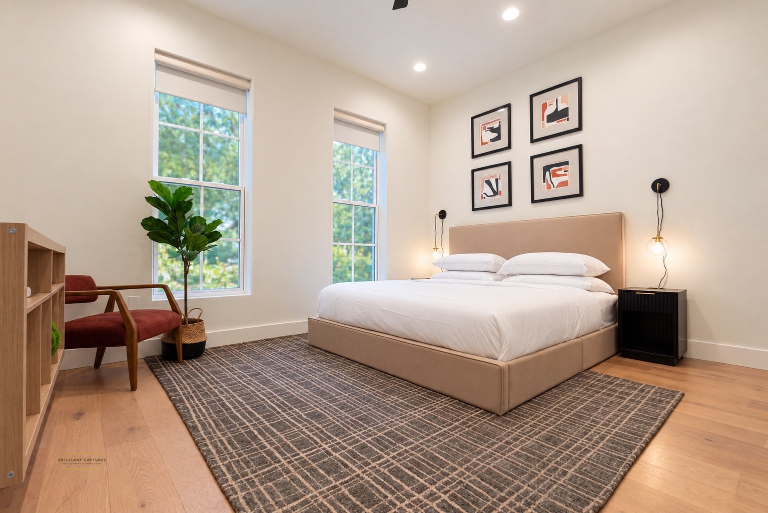 Private en-suite bedroom at The Urban Casa, with a king bed and layered natural light